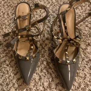 Gold studded grey heels